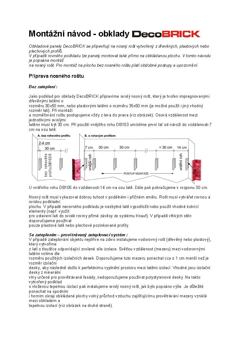 Montážní návod - obklady Deco brick